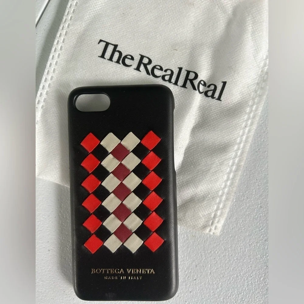 New!Bottega Veneta Black and Red Checkered iPhone Case
